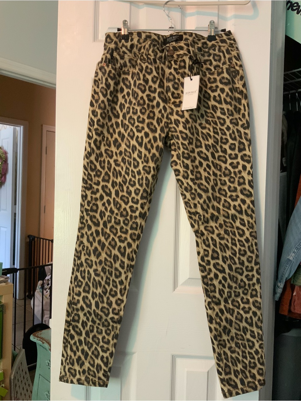 Judy Blue Leopard-Print Skinny Jeans in Tan and Black